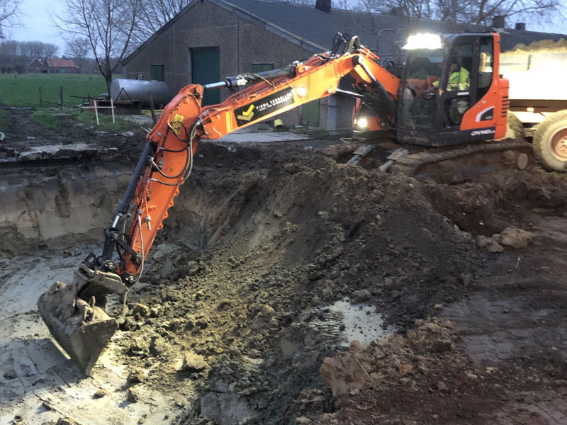 uitgraven van kelder te Oost-Vlaanderen